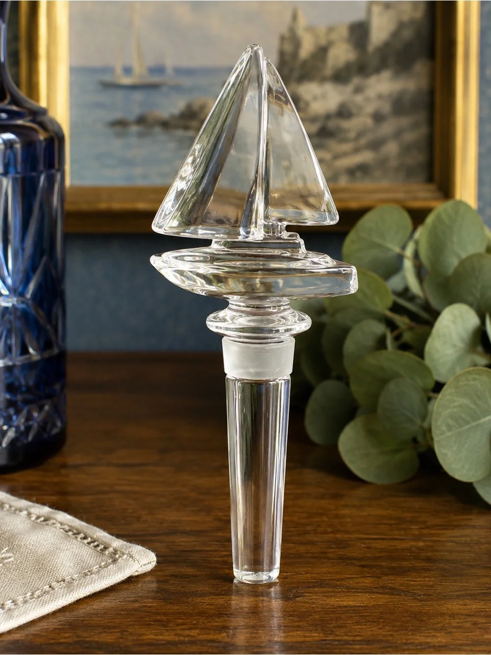 Clear Glass Sailboat Decanter /Bottle Stopper